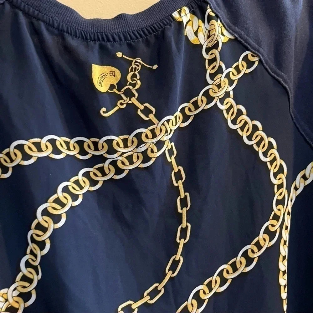 Juicy Couture Womens Navy Sheer Back Chains Long Sleeve Sweatshirt Shirt Top M - Picture 6 of 10